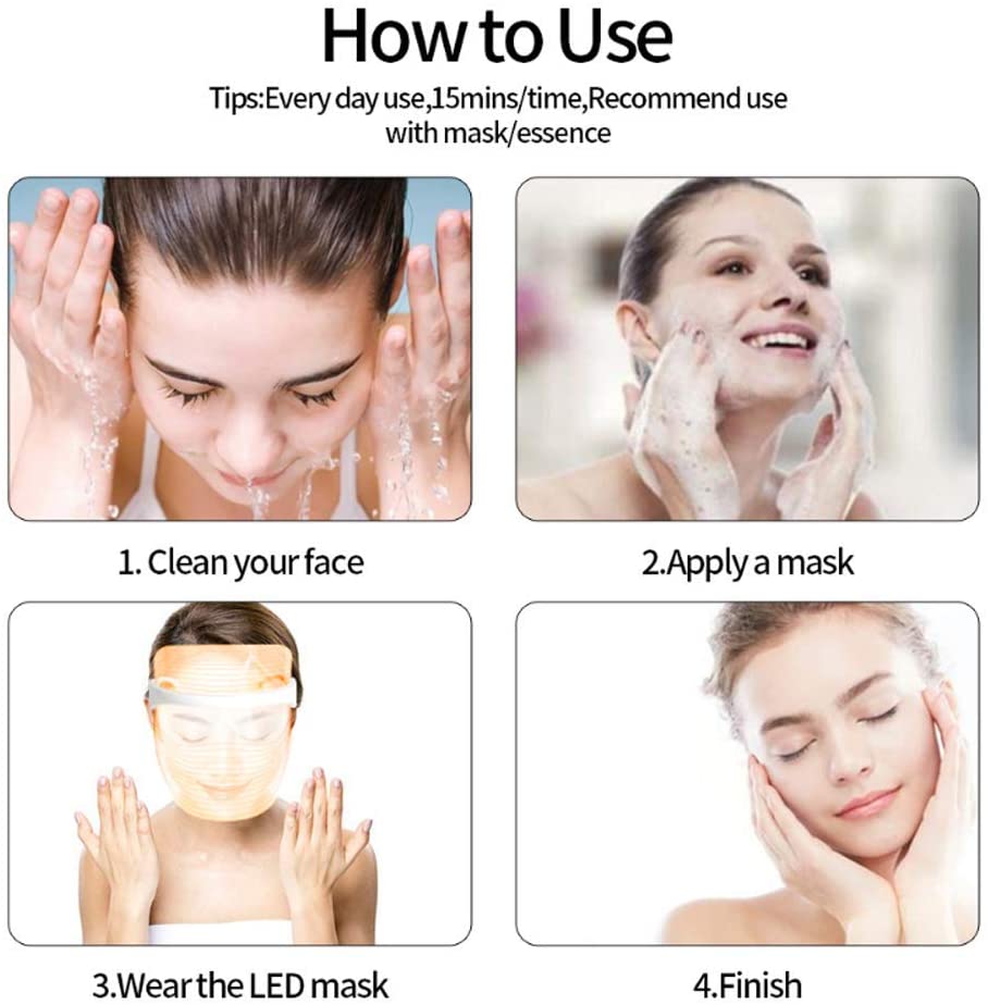 3 Colors LED Photon Light Therapy Facial Mask