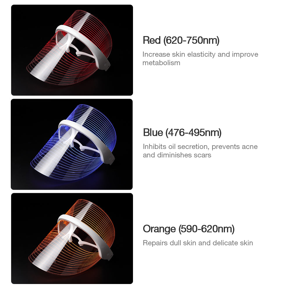 3 Colors LED Photon Light Therapy Facial Mask